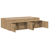 Storage Bed Frame Artisan oak 100 x 200 cm Engineered wood 3335188