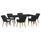 Garden Dining Set with Cushion 7 pcs Black Poly Rattan 3261668