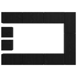 TV Cabinet Set Wall-mounted 10 pcs Black Oak Engineered Wood 3393244