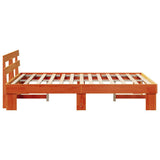 Bed Frame with Headboard Wax Brown 150 x 200 cm Solid Pine Wood 872439
