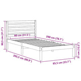 Bed Frame with Headboard White 80 x 200 cm Solid Pine Wood 872261