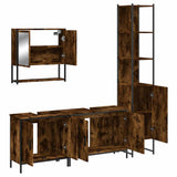 4 Piece Bathroom Furniture Set Smoked Oak Engineered Wood 3214692