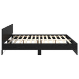Bed Frame with Headboard Black Oak 200 x 200 cm Engineered Wood 3403603
