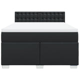 Box Spring Bed with Mattress Black 140x190 cm Faux Leather 3286120