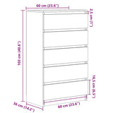 Drawer Cabinet White 60x36x103 cm Engineered Wood 823016