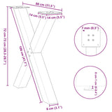 ZNTS Dining Table Legs X-Shaped 2 pcs White 80x cm Steel 4012981