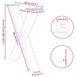 Dining Table Legs X-Shaped 2 pcs White 80x cm Steel 4012981