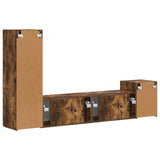 TV Cabinet Set Wall-mounted 4 pcs Smoked Oak Engineered Wood 3409002