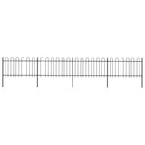 ZNTS Garden Fence with Hoop Top Steel 6.8x1 m Black 277659