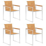 Garden Chairs 4 pcs Solid Teak Wood and Stainless Steel 3078551