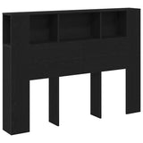 Headboard Cabinet with Storage Black Oak Engineered Wood 862758