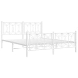 Metal Bed Frame without Mattress with Footboard White 150x200cm 376197