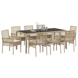 Garden Dining Set 9 pcs Beige PE rattan 3334892