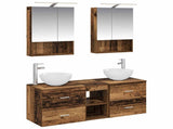 Bathroom Furniture Set 5 pcs Old Wood Engineered Wood and Glass 3406725
