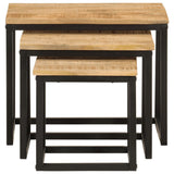 Nesting Coffee Tables 3 pcs Solid Wood Mango and Iron 358569