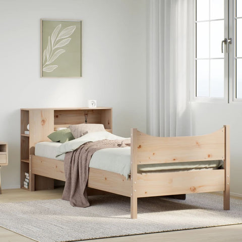 ZNTS Bed Frame without Mattress 100x200 cm Solid Wood Pine 3323314