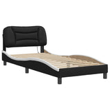 Bed Frame with LED without Mattress "Hvar" Black and White 90x200 cm 3213911