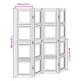 Room Divider 4 Panels White Solid Wood Paulownia 358689