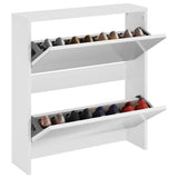 Shoe Cabinet with Mirror 2-Layer High Gloss White 63x17x67 cm 342631