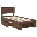Bed Frame with Headboard Brown Oak 90 x 200 cm Engineered Wood 3408808