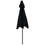Garden Parasol with LEDs and Steel Pole Black 225x225x212cm 4005072