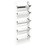 Shoe Cabinet 5-Layer Mirror White 63x17x169.5 cm 273938