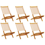Folding Garden Chairs 6 pcs Beige Fabric and Solid Wood 3214647
