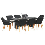 Garden Dining Set with Cushion 9 pcs Black Poly Rattan 3261622
