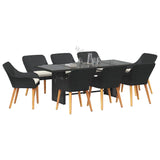 Garden Dining Set with Cushion 9 pcs Black Poly Rattan 3261622