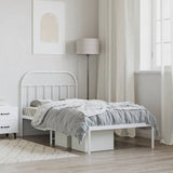 Metal Bed Frame without Mattress with Headboard White 107x203cm 353680