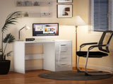 Computer Desk with Drawers, Dressing Table, High Gloss Home Office Writing Workstation, White T3398P343290