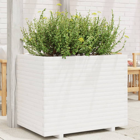 Garden Planter White 90x60x72 cm Solid Wood Pine 3282645
