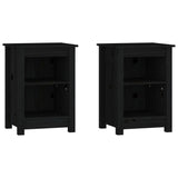 Bedside Cabinets 2 pcs Black 40x35x55 cm Solid Wood Pine 820965