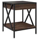 Bedside Table with Infinity LED Brown Oak 40x40x49 cm 3284100