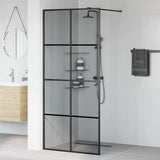 Walk-in Shower Wall Black 90 x 195 cm Tempered Glass 42022048