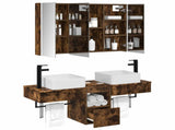 Bathroom Cabinet Set 4 pcs Smoked Oak Engineered Wood 3406307