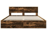 Bed Frame with Drawer Smoked Oak 150 x 200 cm Engineer Wood 3407974