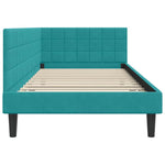 Corner Bed Frame with Headboard Turquoise 90 x 200 cm Velvet 42016436