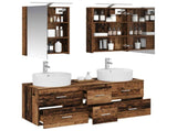 Bathroom Furniture Set 5 pcs Old Wood Engineered Wood and Glass 3406917