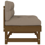 Middle Sofa Honey brown, Taupe Solid pine wood, Oxford fabric 825432