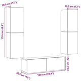 Wall Mounted TV cabinets 3 pcs Old Wood Engineered Wood 3328965