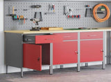 Work Cabinet with Drawer 3 pcs Red and Grey 150 x 55 x 85 cm 3321367