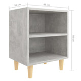 Bed Cabinets with Solid Wood Leg 2 pcs Concrete Grey 40x30x50cm 805788
