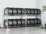 2-Layer Tire Racks 2 pcs Silver 110x40x110 cm Steel 152892