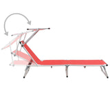 Sun Lounger Red Aluminium, Textilene Standard Foldable 44334