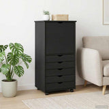 Rolling Cabinet Grey 53 x 39 x 103 cm Solid Pine Wood 42028370