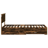 Bed Frame with Headboard Smoked Oak 90 x 190 cm Engineered Wood 3410953