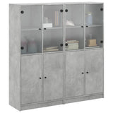 Bookcase with Doors Concrete Grey 136x37x142 cm Engineered Wood 3206527