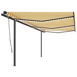 Manual Retractable Awning with LED 6x3.5 m Yellow and White 3070283