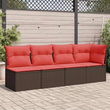 Garden Sofa with Cushion Brown 227 x 62 x 69 cm Poly Rattan 366227